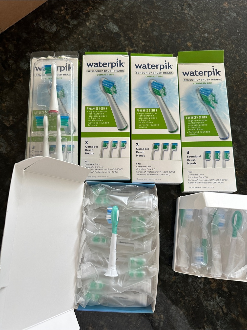 Replacement Toothbrush Heads - White & Green brush heads